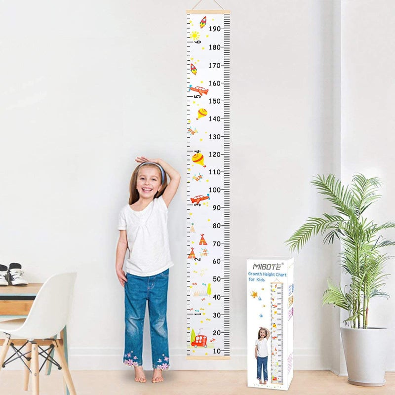 MIBOTE Baby Growth Height Chart Handing Ruler Wall Decor for Kids, Canvas Removable Height Growth Chart 79" x 7.9" (Colorful) - Image 2